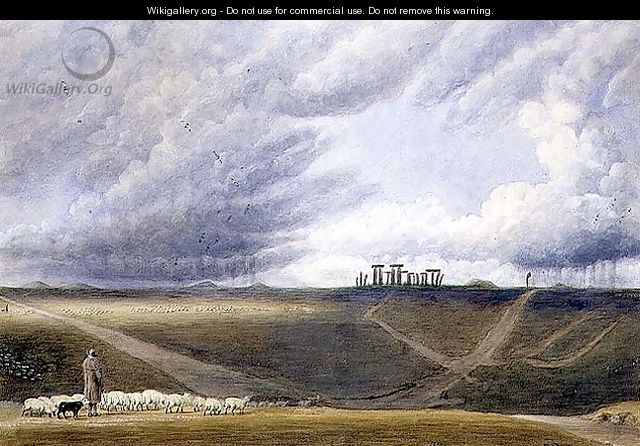 Sheep Grazing at Stonehenge - William (Turner of Oxford) Turner
