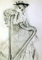 Woman with a harp - Paul Cesar Helleu