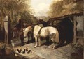 Farmyard with Horses and Chickens - John Frederick Herring Snr