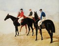 Study of Three Steeplechase Cracks: Allen McDonough on Brunette, Tom Oliver on Discount and Jem Mason on Lottery, or Three Racehorses with Jockeys Up - John Frederick Herring Snr
