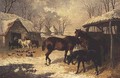 A farmyard in winter - John Frederick Herring, Jnr.