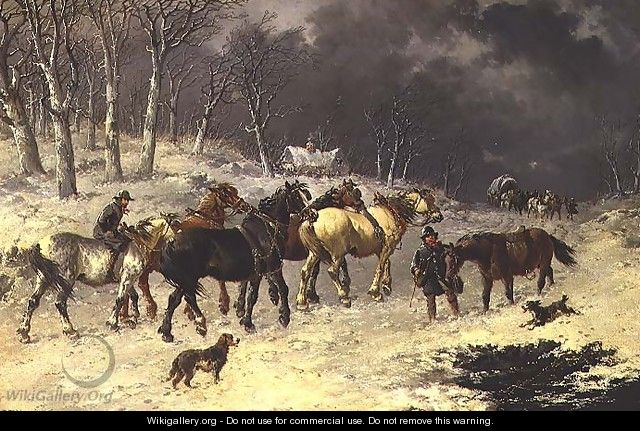 Horses in the Snow - John Frederick Herring, Jnr.