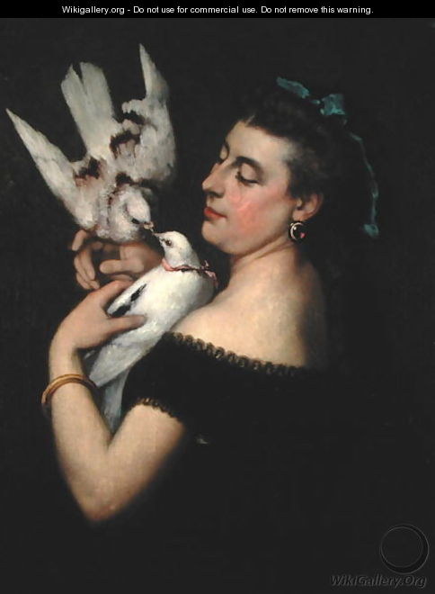 Woman with Pigeons - Gustave Courbet