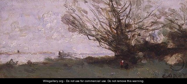 Winter Landscape Beside a Lake - Jean-Baptiste-Camille Corot