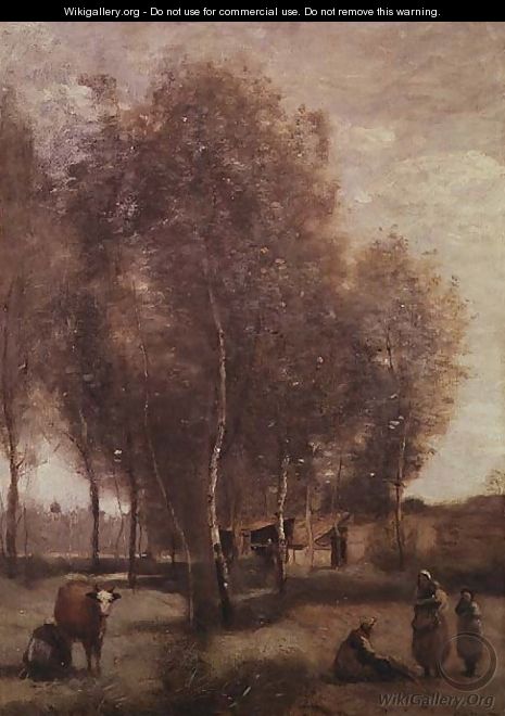 St.Catherine-les-Arras-Fields with trees and cottages - Jean-Baptiste-Camille Corot