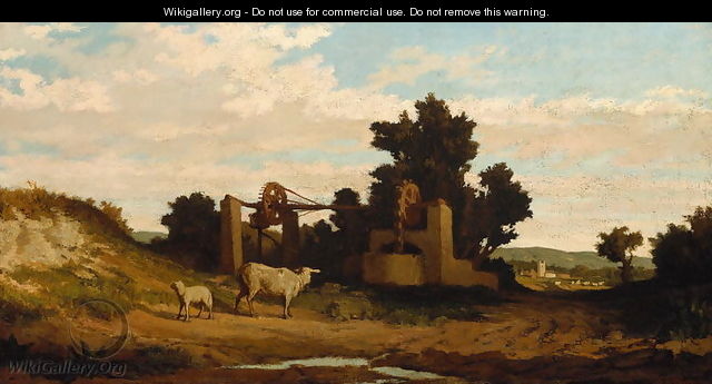 Landscape with Sheep and Old Well, c.1857 - Elihu Vedder
