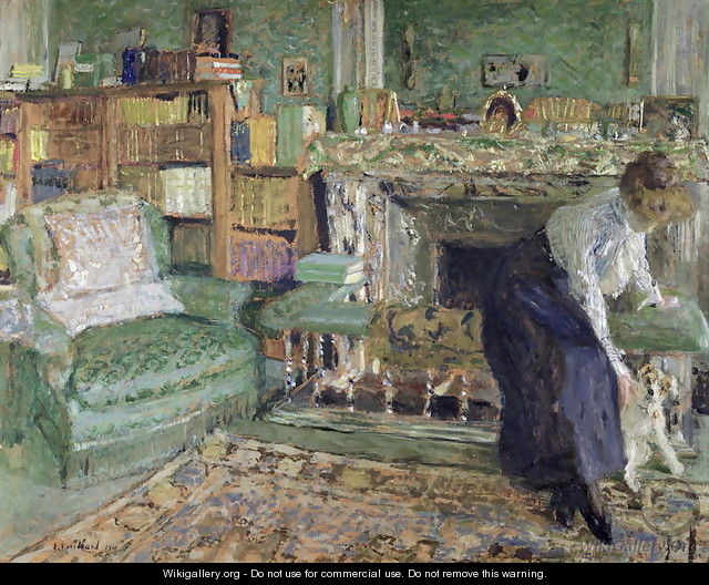 Marguerite Chapin in her Apartment with her dog, 1910 - Edouard (Jean-Edouard) Vuillard