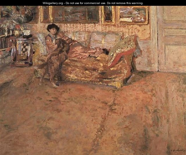 Interior with Madame Hessel and her Dog, 1910 - Edouard (Jean-Edouard) Vuillard