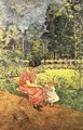 Woman and Child in a Garden (2) - Edouard (Jean-Edouard) Vuillard