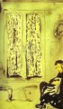 Figure in front of a Window with Drawn Curtains (Figure aupres d