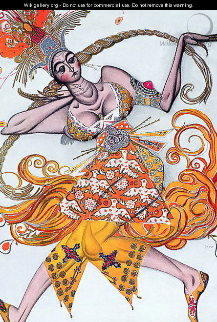 Costume design for a pas de deux danced at the opening gala of the Diaghilev ballet in 1909 - Leon (Samoilovitch) Bakst