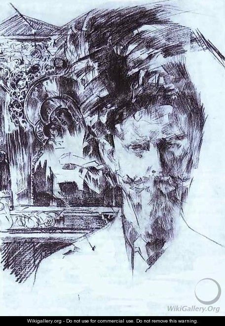 Portrait of Doctor Fiodor Usoltsev with an Icon in the Background, 1903-04 - Mikhail Aleksandrovich Vrubel