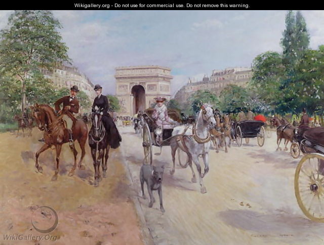 Riders and Carriages on the Avenue du Bois, c.1900 - Georges Stein
