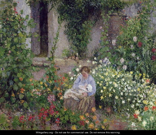 Mother and Child in the Flowers, 1879 - Camille Pissarro