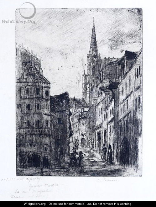 La Rue Malpalue a Rouen, c.1885 - Camille Pissarro