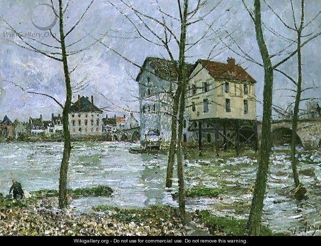 The Mills at Moret-sur-Loing, Winter, 1890 - Alfred Sisley