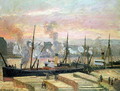 Sunset at Rouen, Boats Unloading Wood, 1896 - Camille Pissarro