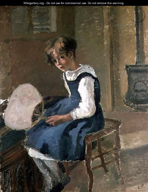 Portrait of Jeanne Holding a Fan - Camille Pissarro