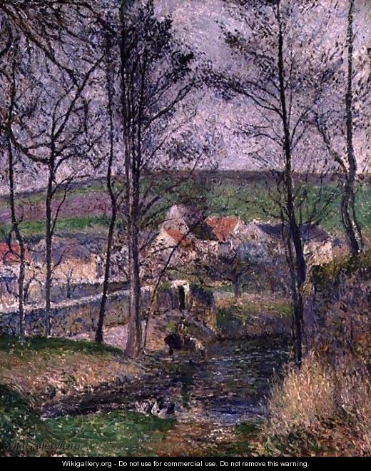 The Banks of the Viosne at Osny in Grey Weather, Winter, 1883 - Camille Pissarro