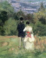 Louveciennes, detail of lovers - Camille Pissarro