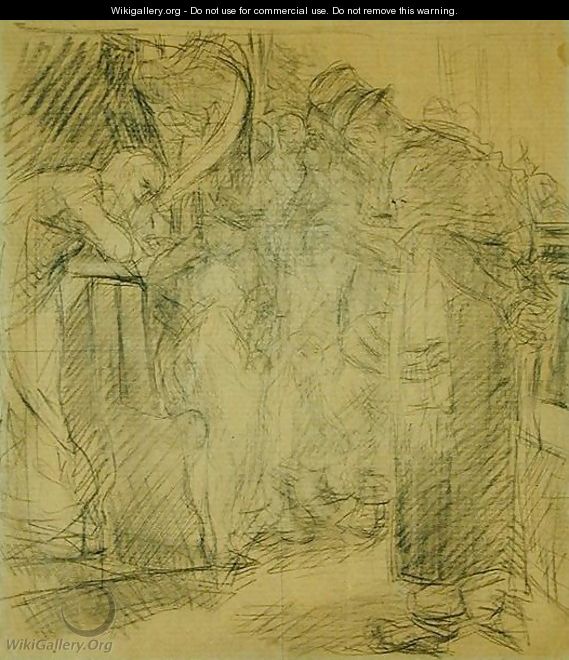 Composition sketch for Christ in the Temple - Max Liebermann