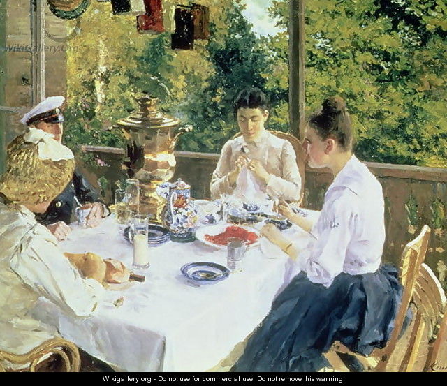 At the Tea-Table, 1888 - Konstantin Alexeievitch Korovin