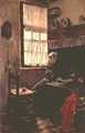 A young woman knitting in an interior - Max Liebermann