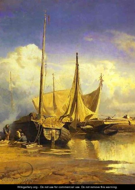 Barges on Volga 1870 - Feodor Alexandrovich Vasilyev