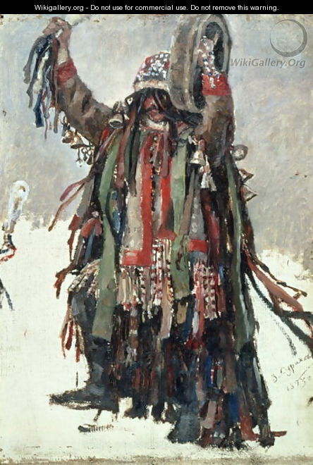 A Shaman, sketch for Yermak Conquers Siberia, 1893 - Vasilij Ivanovic Surikov