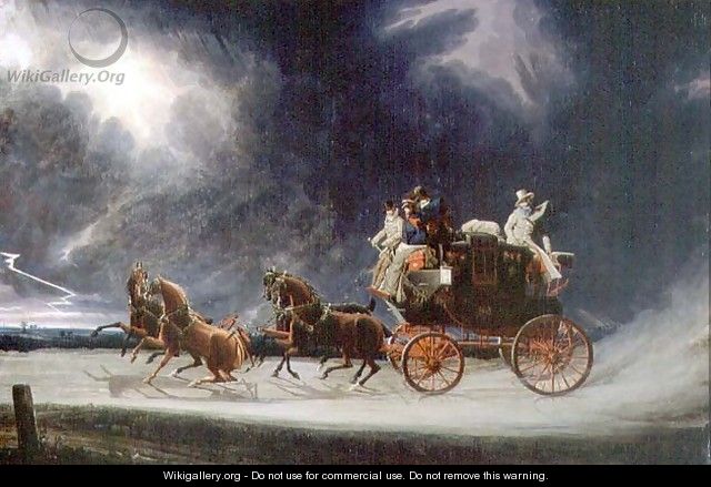 The Norwich Mail Coach in a Thunderstorm on Newmarket Heath - James Pollard