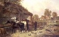 Three Horses at a Manger - John Frederick Herring, Jnr.