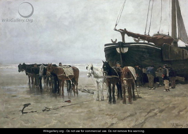 Boat on the Beach at Scheveningen, 1876 - Anton Mauve