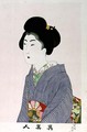 1973-22c Shin Bijin (True Beauties) depicting a seated woman, from a series of 36, modelled on an earlier series - Toyohara Chikanobu