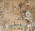 Detail of the wallpaper in the Chinese bedroom depicting a daily life scene, c.1760 - Anonymous Artist