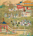Emperor Yang Ti (581-618) strolling in his gardens with his wives, from a history of Chinese emperors 2 - Anonymous Artist