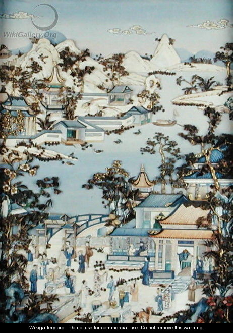 Panels depicting figures on a terrace, Qianlong period, 1736-95 - Anonymous Artist