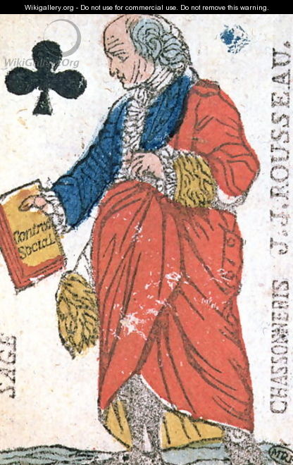 Playing card depicting Jean-Jacques Rousseau (1712-78) 1793 - Chassoneris