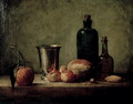 Still-life with Silver Beaker, Fruit and Bottles on a Table - Jean-Baptiste-Simeon Chardin