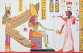 Ramesses IV (1153-1147 BC) offering incense to Isis and Amon-Re, seated on a throne, copy of a wall painting from his tomb in the Valley of the Kings, plate 260 from 