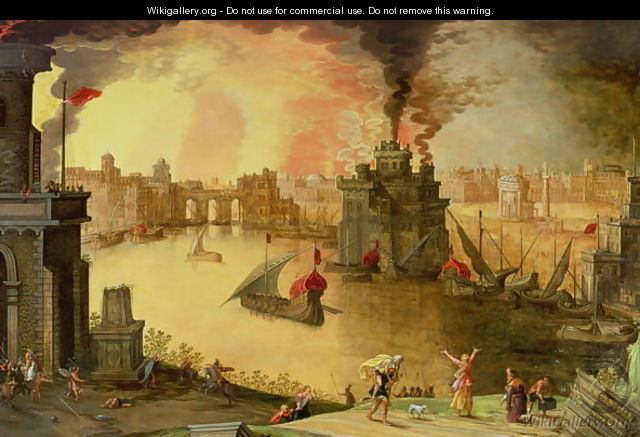 The Burning of Troy - Louis de Caulery