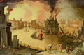 The Burning of Troy - Louis de Caulery