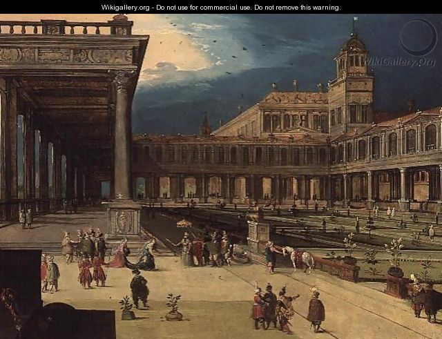 The Gardens and Courtyard of a Renaissance Palace - Louis de Caulery