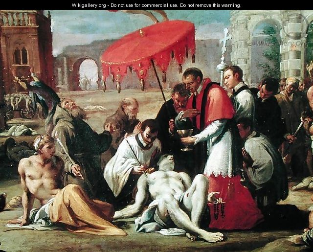 St. Charles Borromeo (1538-84) Administering the Sacrament to Plague Victims in 1576 (detail) - Sigismondo Caula