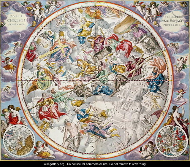 Map of the Christian Constellations as depicted by Julius Schiller, from 