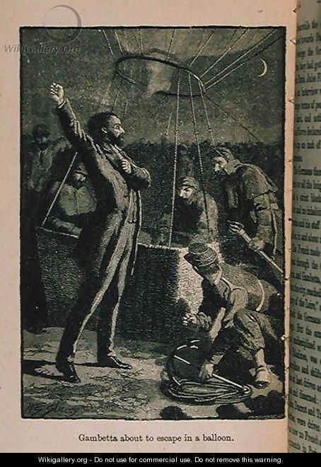 Gambetta about to escape in a Balloon, illustration from 