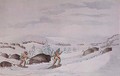Hunting buffalo on snow-shoes - George Catlin