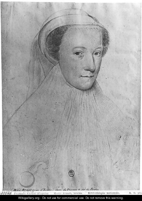 Mary, Queen of Scots (1542-87) in white mourning, 1560 2 - (after) Clouet, Francois