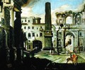 Town Scene in Italy with Ancient Ruins - Viviano Codazzi