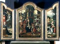 Triptych: The Adoration of the Magi (central panel), The Annunciation (LH panel),The Rest on the Flight into Egypt (RH panel) - Pieter Coecke Van Aelst