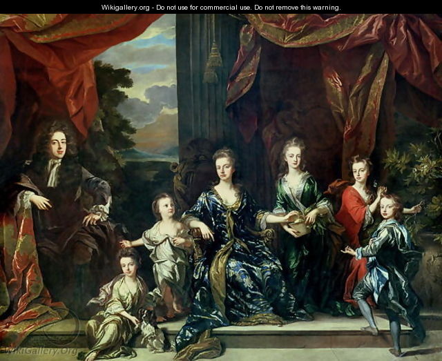John Churchill (1650-1722) 1st Duke of Marlborough and Sarah (1660-1744) Duchess of Marlborough with their children - Johann Closterman